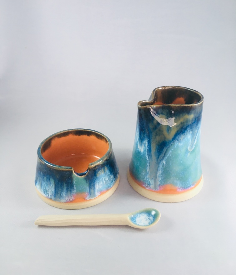 Dimpled jug, pot & speen set - 'Dawn'